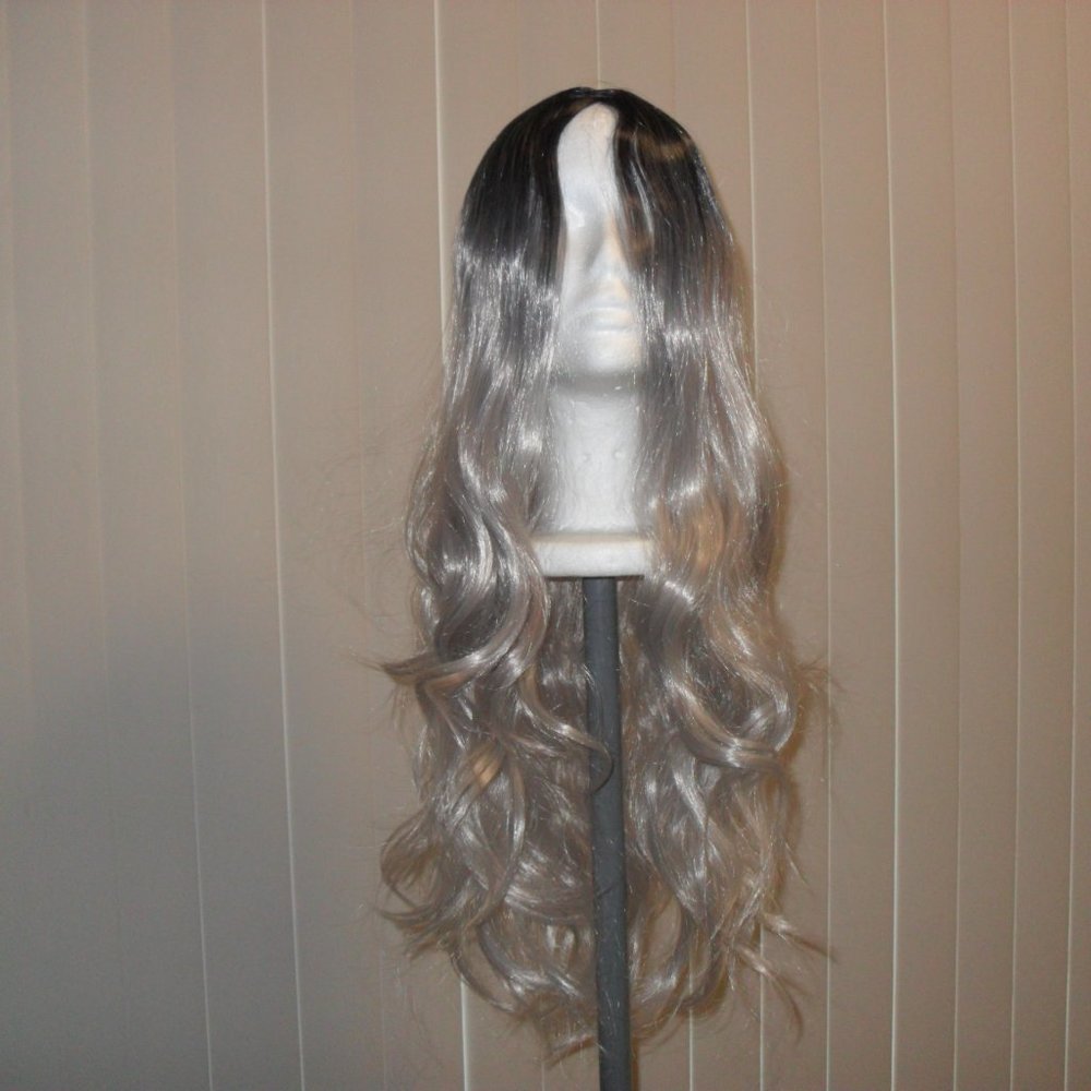 Grey and Black Ombre Synthetic Wig